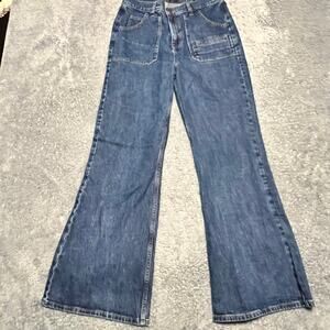 Anthro Seventy Mochi Queenie Jeans Womens 29 (30x30) Flare High Rise Blue Denim